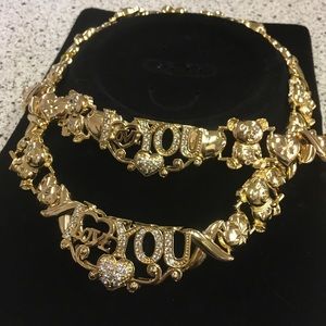 teddy bear necklace and bracelet set